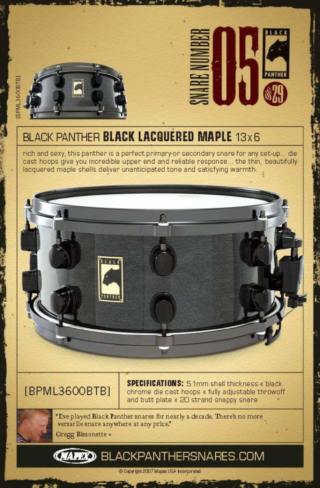 BPML3600BTB 13"x6" Black Lacquered Maple.