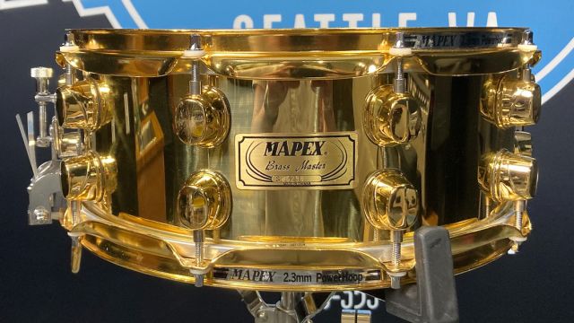 14"x5.5" Polished Brass with Gold Hardware. Photo - Donn's Drum Vault